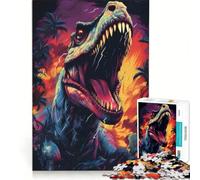 Puzzle da 1000 pezzi per adulti con il T-Rex nell'era giurassica Gioco impossibile rilassante e stimolante per la mente Adatto come decorazione da scrivania 38x52cm