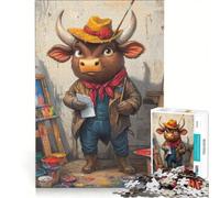 Puzzle da 1000 pezzi per adulti con il toro pittore, gioco rompicapo, divertente antistress, ottimo regalo per gli appassionati di videogiochi 50x75cm