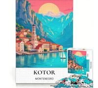 Puzzle da 1000 pezzi per adulti con il tramonto di Kotor, Montenegro, gioco interattivo, ideale per genitori e figli, perfetto come regalo per tutta la famiglia 50x75cm