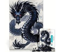 Puzzle da 1000 pezzi per adulti con illustrazione del drago nero Gioco di incastro,stimolante per la risoluzione di problemi,divertente e rilassante,ideale come decorazione natalizia 38x26cm