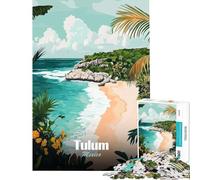 Puzzle da 1000 pezzi per adulti con illustrazione del paesaggio della spiaggia di Tulum Messico Giocattolo educativo per tutta la famiglia perfetto come decorazione e regalo di compleanno (38x52cm)