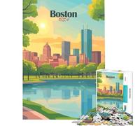 Puzzle da 1000 pezzi per adulti con illustrazione del paesaggio urbano di Boston USA ideale come regalo Giochi per famiglie stimolanti e adatti a coppie (dimensioni 38x26cm)