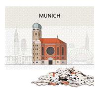Puzzle da 1000 pezzi per adulti con illustrazione del paesaggio urbano di Monaco di Baviera, puzzle per adulti e puzzle in legno, decorazioni per la casa, regali per le feste, 1000 pezzi (75x50 cm)