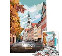 Puzzle da 1000 pezzi per adulti con illustrazione del paesaggio urbano di Monaco Giochi rilassanti ed educativi ideali come regalo di Babbo Natale segreto o attività per la famiglia (38x52cm)