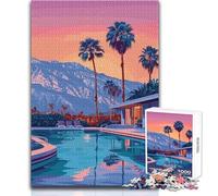 Puzzle da 1000 pezzi per adulti con illustrazione del paradiso a bordo piscina di Palm Springs, gioco interattivo di abilità cognitive, idea regalo unica e memorabile, dimensioni 38x52cm