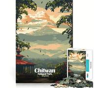 Puzzle da 1000 pezzi per adulti con illustrazione del Parco Nazionale di Chitwan,Nepal Design elegante e divertente,ideale per stimolare la mente Gioco casual,perfetto e occasioni speciali