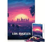 Puzzle da 1000 pezzi per adulti con illustrazione del tramonto e dello skyline di Los Angeles Gioco di precisione e stimolante per la mente,ideale per il tempo libero e come regalo di compleanno