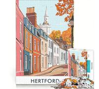 Puzzle da 1000 pezzi per adulti con illustrazione della città di Hertford gioco impossibile interazione genitore-figlio lista dei desideri con Babbo Natale 50x75cm