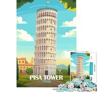 Puzzle da 1000 pezzi per adulti con illustrazione della Torre Pendente di Pisa gioco impossibile gioco educativo sfida giocattolo divertente regalo migliora la memoria (dimensioni 38x52cm)