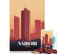 Puzzle da 1000 pezzi per adulti con illustrazione dello skyline di Nairobi,Kenya,con bordi perfetti,gioco di concentrazione mentale,gioco lento,divertente,regalo di compleanno (50x75cm)