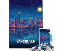 Puzzle da 1000 pezzi per adulti con illustrazione dello skyline notturno di Vancouver Canada Gioco educativo e stimolante per tutta la famiglia Idea regalo (dimensioni 38x52cm)