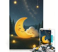 Puzzle da 1000 pezzi per adulti con illustrazione di luna e nuvole addormentate gioco interattivo gara di velocità manuale con pezzi a incastro di forma casuale 38x52cm