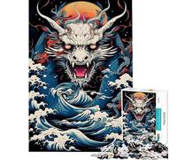 Puzzle da 1000 pezzi per adulti con illustrazione di onde del drago gioco rompicapo per adulti taglio di precisione ideale come regalo (dimensioni 38x52cm)