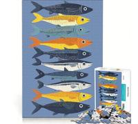 Puzzle da 1000 pezzi per adulti con illustrazione di pesci colorati sovrapposti, gioco interattivo, gara di velocità manuale, con pezzi di forma casuale completamente ad incastro 38x26cm