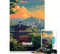 Puzzle da 1000 pezzi per adulti con illustrazione di Seoul, Corea del Sud, bordo fine, gioco cognitivo, gioco rilassante, decorazione natalizia da parete (38x52cm)