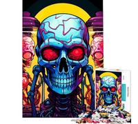 Puzzle da 1000 pezzi per adulti con illustrazione di teschi e cervelli colorati Puzzle per ragazzi antistress divertente e umoristico ideale per attività da fare a casa (dimensioni 38x52cm)