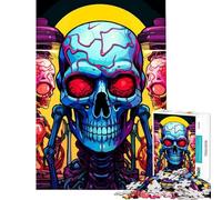 Puzzle da 1000 pezzi per adulti con illustrazione di teschi e cervelli colorati Puzzle per ragazzi antistress divertente e umoristico ideale per attività da fare a casa (dimensioni 38x26cm)