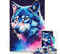 Puzzle da 1000 pezzi per adulti con illustrazione di testa di lupo gioco divertente stimolante da completare per rafforzare l'amore tra le coppie 50x75cm
