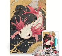 Puzzle da 1000 pezzi per adulti con illustrazione di un axolotl rosa gioco impossibile analisi e logica per rafforzare l'amore tra le coppie 50x75cm