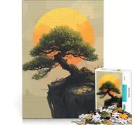 Puzzle da 1000 pezzi per adulti con illustrazione di un bonsai al tramonto su una scogliera, gioco educativo, gara di velocità manuale, regalo di compleanno, regalo di viaggio 50x75cm