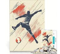 Puzzle da 1000 pezzi per adulti con illustrazione di un calciatore che calcia un pallone gioco rompicapo stimolante da completare per rafforzare l'amore tra le coppie 38x52cm