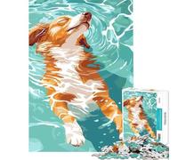 Puzzle da 1000 pezzi per adulti con illustrazione di un cane che nuota nell'acqua giocattolo educativo per l'apprendimento gioco per famiglie difficile ideale come regalo di Babbo Natale segreto