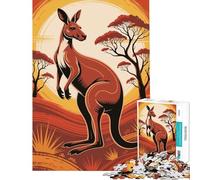 Puzzle da 1000 pezzi per adulti con illustrazione di un canguro nell'entroterra australiano Gioco di puzzle da 1000 pezzi decorazione da parete per il divertimento in famiglia regalo per compleanno