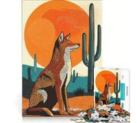Puzzle da 1000 pezzi per adulti con illustrazione di un coyote in un paesaggio desertico, gioco educativo, di analisi e logica, sfida unica 38x26cm