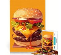 Puzzle da 1000 pezzi per adulti con illustrazione di un delizioso doppio cheeseburger,taglio liscio,attività stimolante per la mente,divertimento per il tempo libero,regalo di Natale (38x26cm)