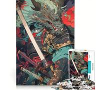 Puzzle da 1000 pezzi per adulti con illustrazione di un drago e un guerriero samurai, gioco impossibile, attività divertenti da fare a casa, collezione d'artista, belle arti 50x75cm