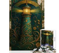 Puzzle da 1000 pezzi per adulti con illustrazione di un faro decorato in stile vetrata Puzzle da 1000 pezzi per famiglie ideale come regalo o per decorare la casa (38x52cm)