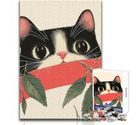 Puzzle da 1000 pezzi per adulti con illustrazione di un gatto curioso, accogliente e rilassante, giocattolo di alta precisione, vestibilità perfetta, dimensioni 50x75cm