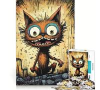Puzzle da 1000 pezzi per adulti con illustrazione di un gatto pazzo, giocattolo educativo, difficile, ideale per compleanni e Natale 38x26cm