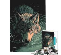 Puzzle da 1000 pezzi per adulti con illustrazione di un lupo che nuota nell'acqua Un gioco avvincente per coltivare la pazienza un regalo pratico per donne e donne Opera d'arte (dimensioni 38x26cm)