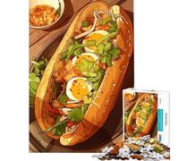 Puzzle da 1000 pezzi per adulti con illustrazione di un panino Banh Mi Gioco intellettuale educativo divertente e spiritoso ideale come regalo di Babbo Natale segreto (dimensioni 50x75cm)
