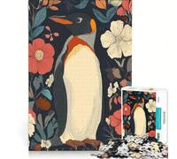 Puzzle da 1000 pezzi per adulti con illustrazione di un pinguino in un giardino fiorito gioco rilassante taglio di precisione ideale come decorazione da scrivania 38x52cm
