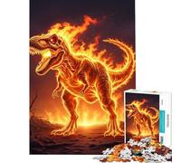 Puzzle da 1000 pezzi per adulti con illustrazione di un tirannosauro rex infuocato Giochi rilassanti ed educativi ideali come regalo di Babbo Natale segreto o attività per tutta la famiglia (50x75cm)