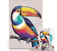 Puzzle da 1000 pezzi per adulti con illustrazione di un tucano colorato su un ramo, gioco pratico, attività divertente da fare a casa, ideale come regalo per tutta la famiglia 38x26cm
