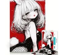 Puzzle da 1000 pezzi per adulti con illustrazione di una coniglietta anime,gioco di memoria divertente con componenti robusti e ben definiti, alleviare lo stress (38x52cm)