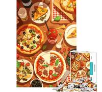 Puzzle da 1000 pezzi per adulti con illustrazione di una festa a base di pizza e natura morta Giocattolo educativo per tutta la famiglia perfetto come decorazione e regalo di compleanno (38x52cm)