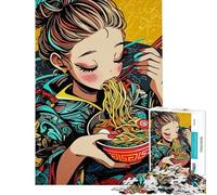 Puzzle da 1000 pezzi per adulti con illustrazione di una ragazza anime che mangia ramen Gioco divertente e antistress per genitori e figli (dimensioni 50x75cm)