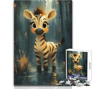Puzzle da 1000 pezzi per adulti con illustrazione di una simpatica zebra, un'opera d'arte, regalo per compleanni per bambini dai 14 anni in su (dimensioni 38x26cm)