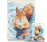 Puzzle da 1000 pezzi per adulti con illustrazione di uno scoiattolo che nuota nell'acqua gioco per famiglie gara di velocità manuale adatto come decorazione da scrivania 38x52cm