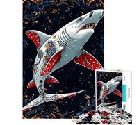 Puzzle da 1000 pezzi per adulti con illustrazione di uno squalo tatuato Gioco pratico divertente e spiritoso ideale come regalo di compleanno (dimensioni 50x75cm)