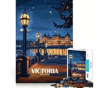 Puzzle da 1000 pezzi per adulti con illustrazione di Victoria, Canada, paesaggio notturno Gioco di incastro divertente e stimolante, ideale come regalo per Natale o per il tempo libero (38x52cm)