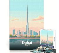 Puzzle da 1000 pezzi per adulti con illustrazione vettoriale dello skyline di Dubai Gioco di squadra perfetto,creativo e divertente,ideale per momenti di relax e per un regalo di compleanno