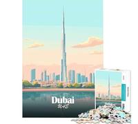 Puzzle da 1000 pezzi per adulti con illustrazione vettoriale dello skyline di Dubai Gioco educativo giocattolo didattico ottimo regalo e giocattolo adatto alle coppie (dimensioni 38x26cm)