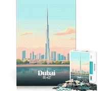 Puzzle da 1000 pezzi per adulti con illustrazione vettoriale dello skyline di Dubai,taglio premium,gioco stimolante per la mente,divertimento e decorazioni natalizie (38x52cm)