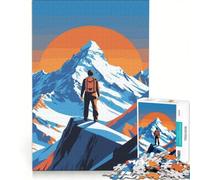 Puzzle da 1000 pezzi per adulti con illustrazione vettoriale di un alpinista in vetta un gioco rilassante divertente e spiritoso ideale come regalo 50x75cm