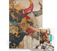 Puzzle da 1000 pezzi per adulti con immagine astratta di un toro, gioco educativo, rilassante e stimolante per la mente, ideale come regalo per gli appassionati di videogiochi 38x26cm
